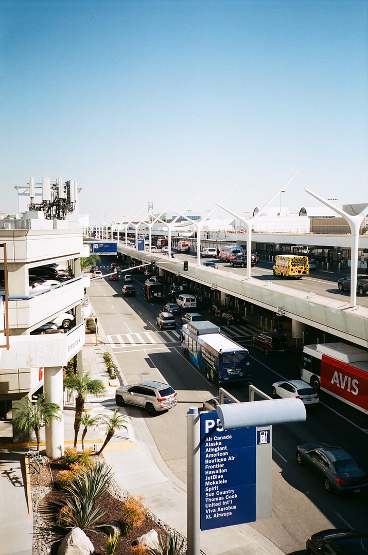 LAX airport on a sunny, busy day